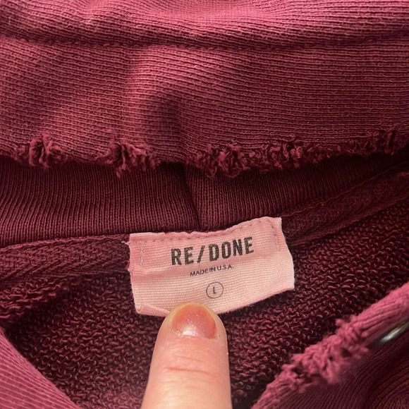 NWOT Redone Chain Stitch Distressed Hoodie Size Large - Picture 4 of 9